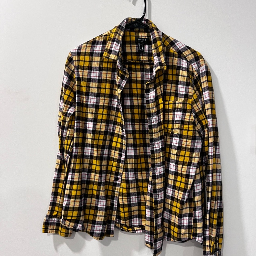 Forever 21 Men's Yellow Plaid Shirt Jacket